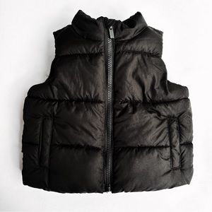 Old Navy Black Puffer Vest with Hood size 12-18m